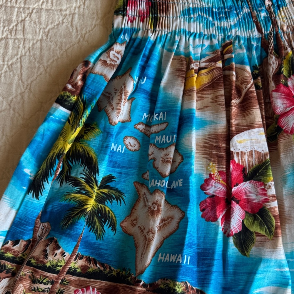 Tropical Hawaii Blue and Pink Kids Dress - Picture 2 of 6